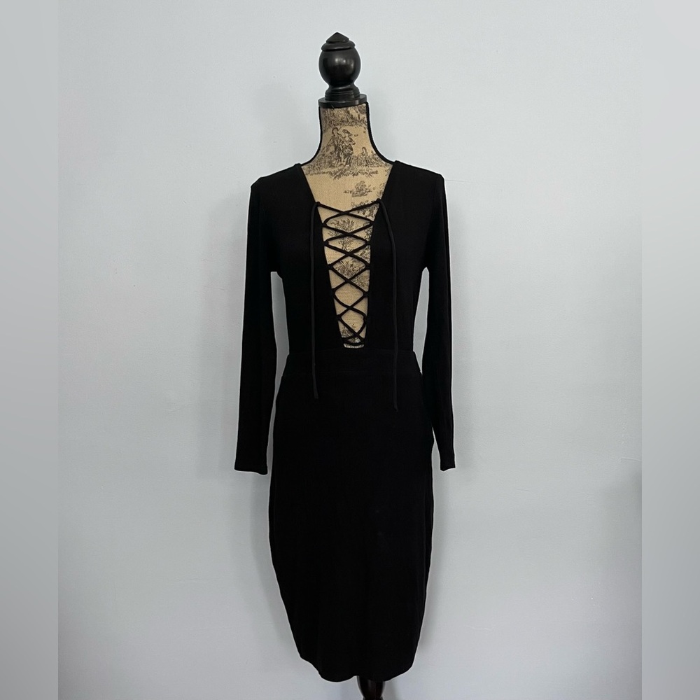 NBD Sexy Lace Up Plunge Dress